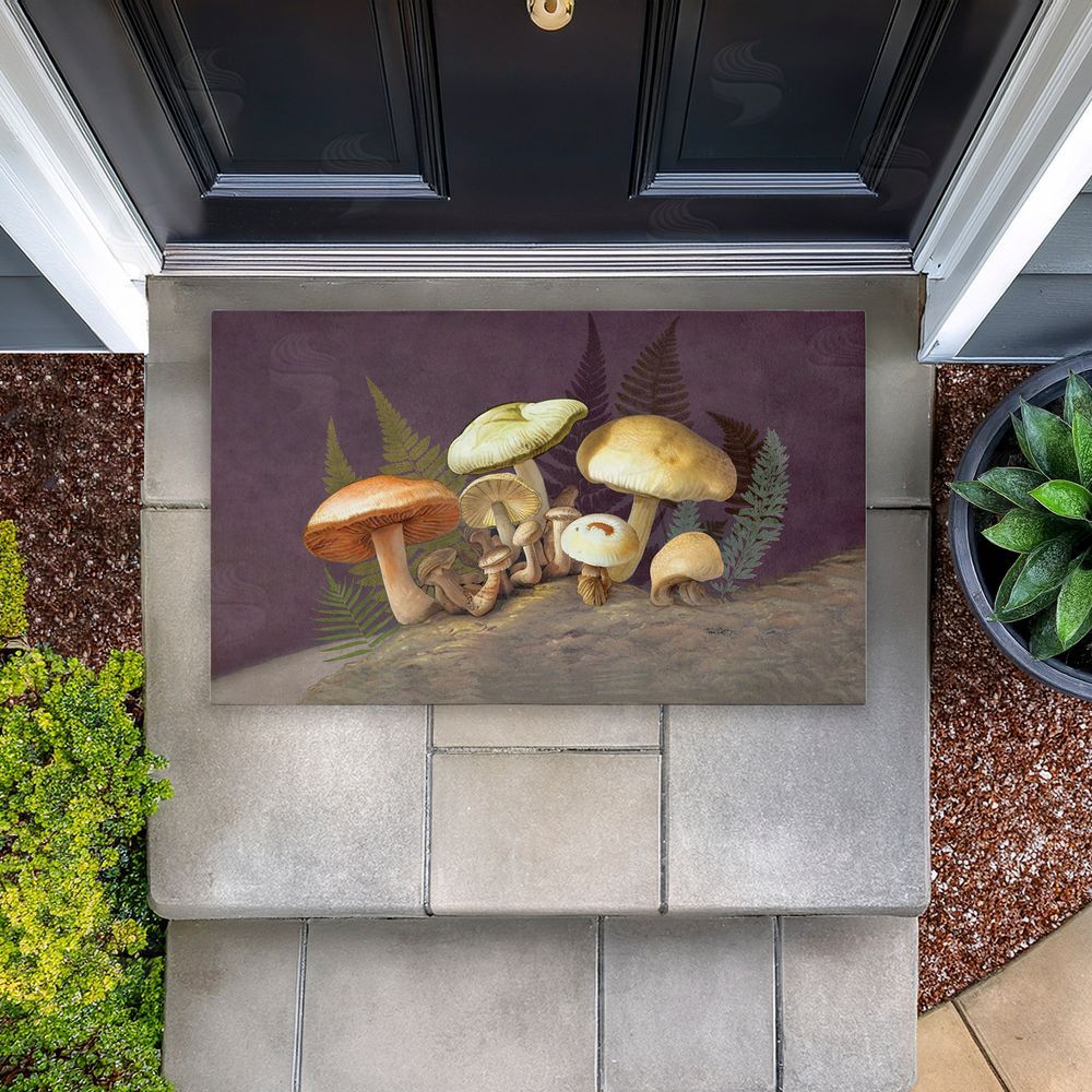 Tim Coffey | Mushrooms & Ferns on Purple Non-Woven Door Mat