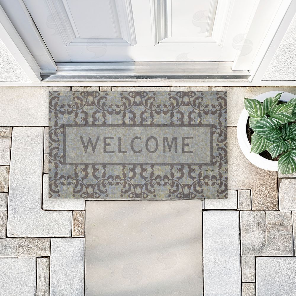 Tim Coffey | Gray Vintage Pattern Welcome Non-Woven Door Mat