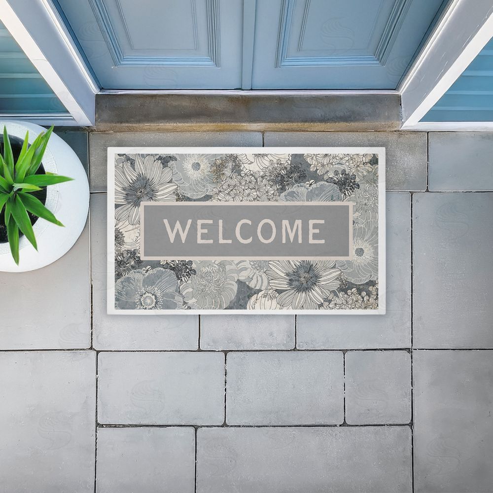 Tim Coffey | Monochrome Blooms Welcome Non-Woven Door Mat