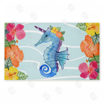 Audrey Jeanne Roberts | Unicorn Seahorse & Hibiscus Non-Woven Door Mat