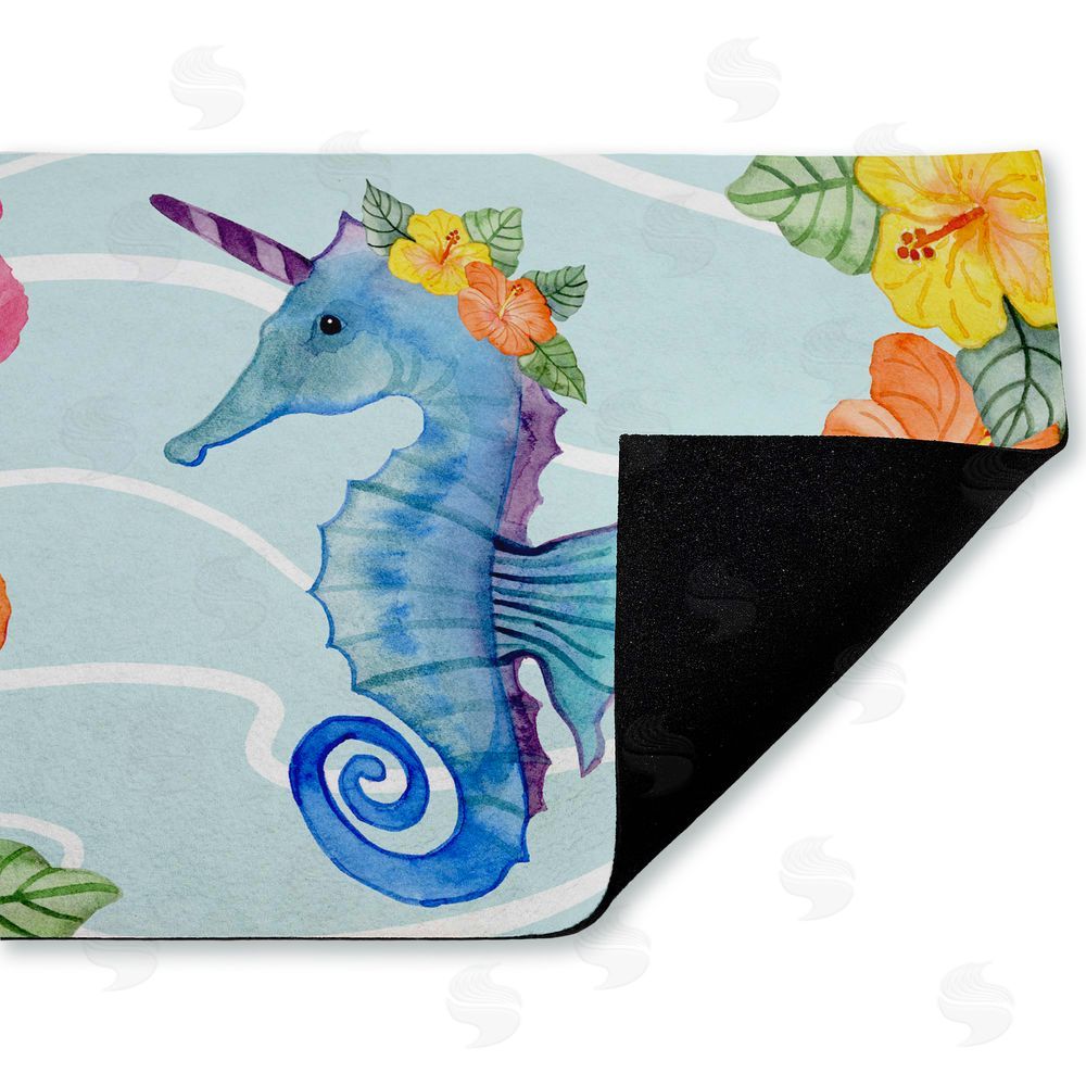 Audrey Jeanne Roberts | Unicorn Seahorse & Hibiscus Non-Woven Door Mat