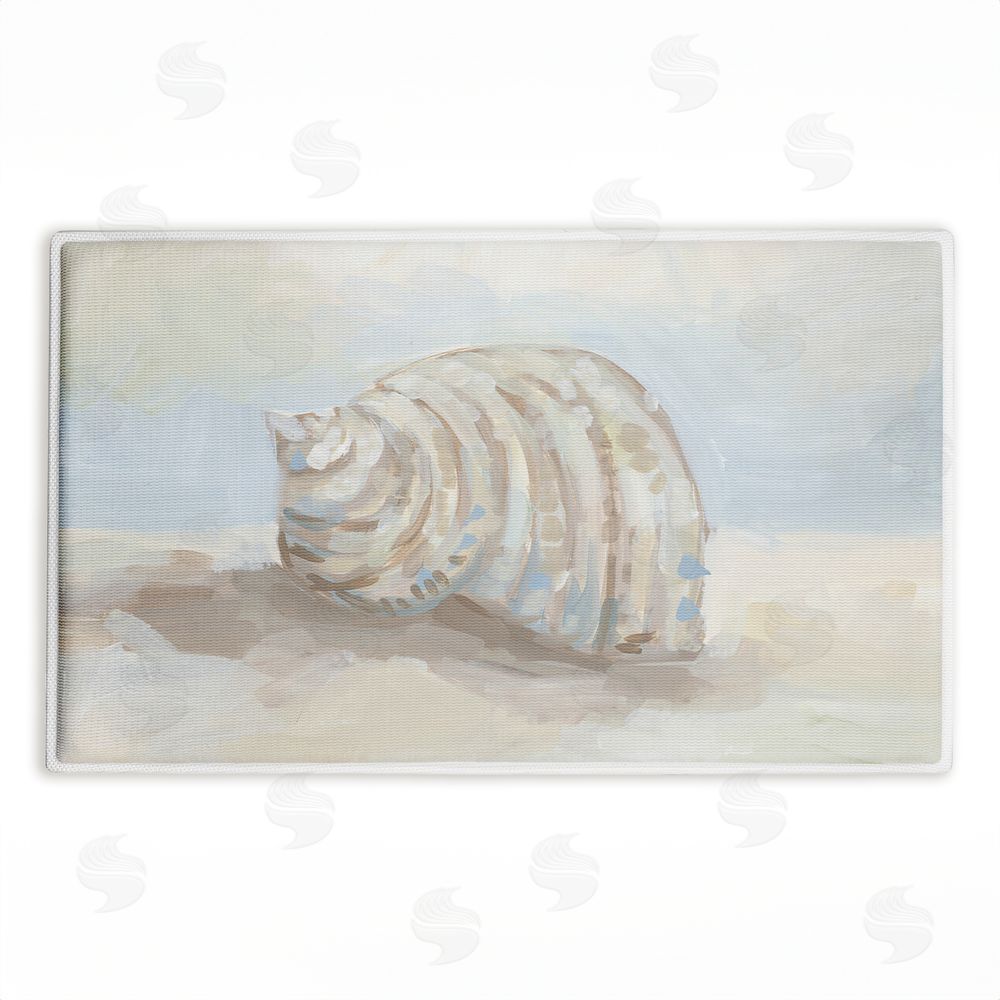 Jetty Home, LLC | Rounded Seashell on Shore Plush Bath Mat