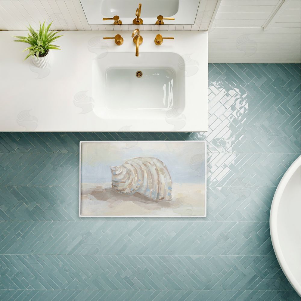 Jetty Home, LLC | Rounded Seashell on Shore Plush Bath Mat