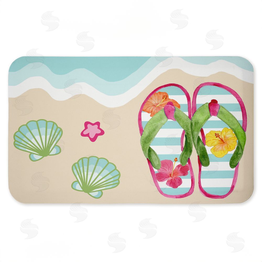 Audrey Jeanne Roberts | Flip Flops on Beach Shore Anti-Fatigue Mat