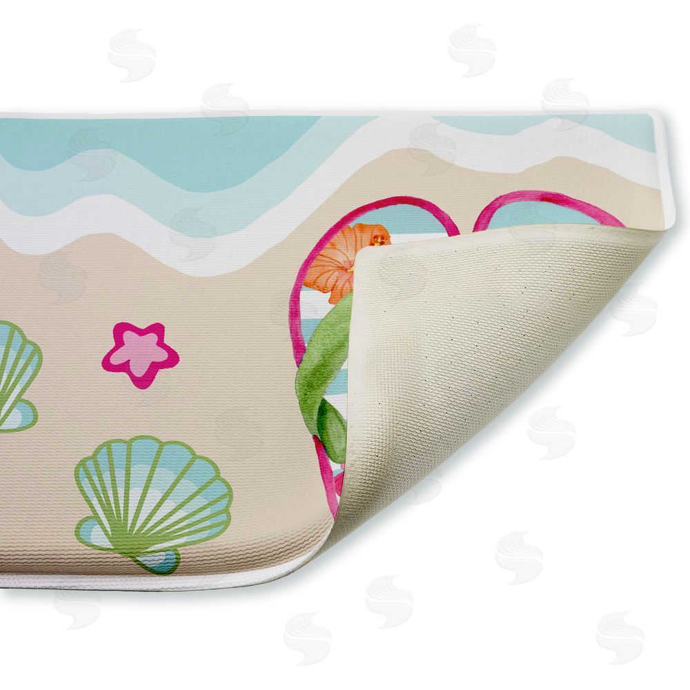 Audrey Jeanne Roberts | Flip Flops on Beach Shore Plush Bath Mat
