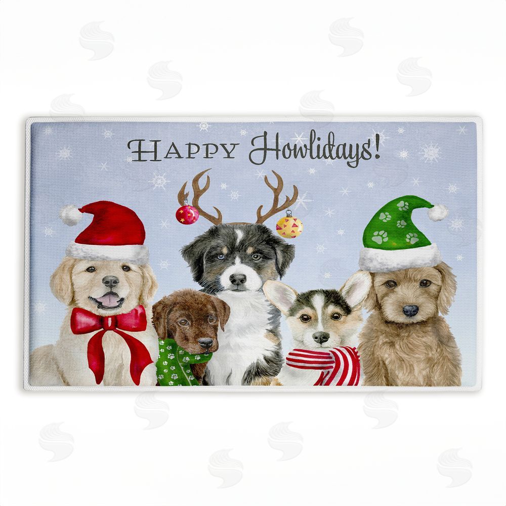 Brett Blumenthal | Happy Howlidays Puppies Plush Bath Mat