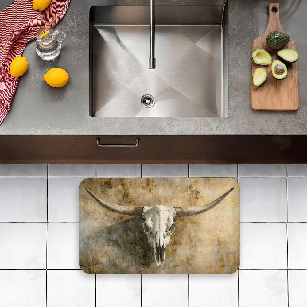 Nina Blue | Vintage Cow Skull Anti-Fatigue Mat