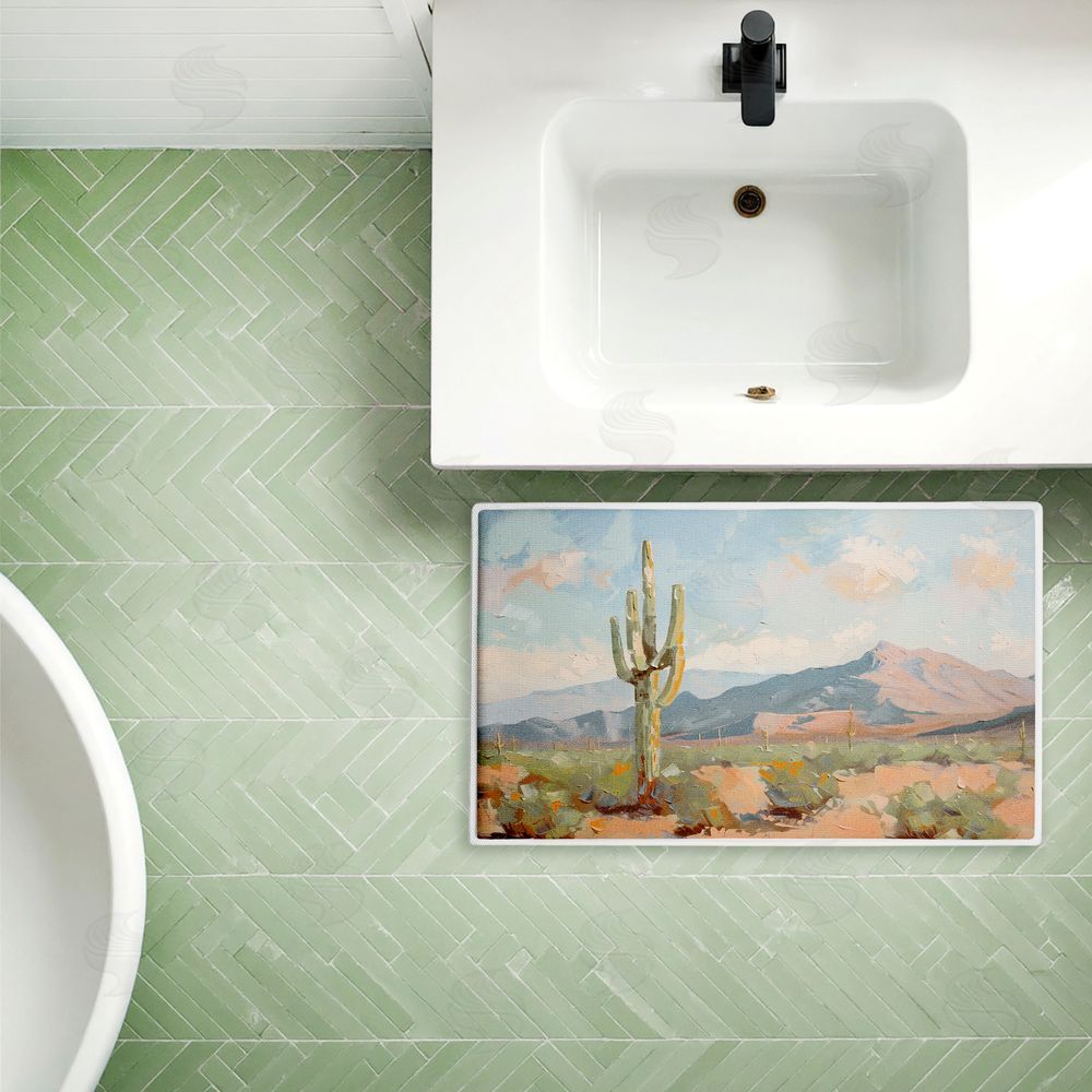 Nina Blue | Cactus & Mountain View Plush Bath Mat
