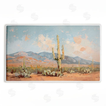 Nina Blue | Pink Desert Cactus Landscape Plush Bath Mat