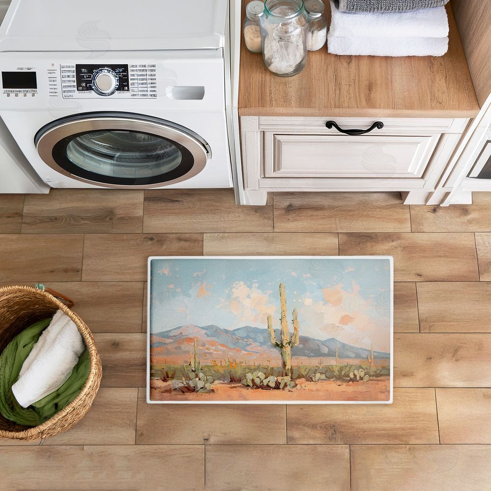 Nina Blue | Pink Desert Cactus Landscape Plush Bath Mat
