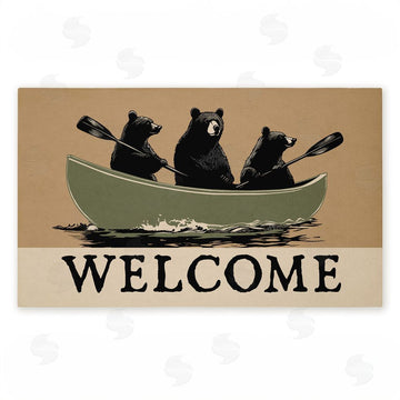 Jim Baldwin | Bears Paddling Canoe Non-Woven Door Mat