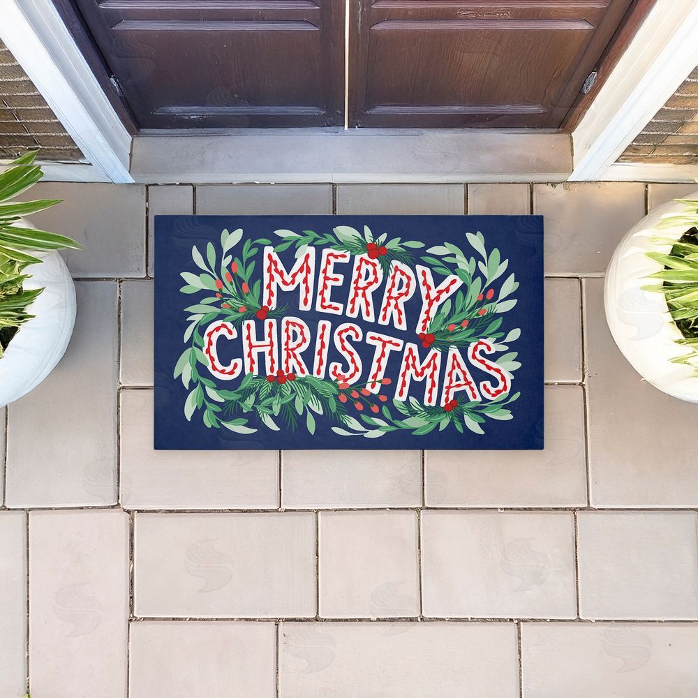 Heather McLaughlin | Merry Christmas & Greenery Non-Woven Door Mat