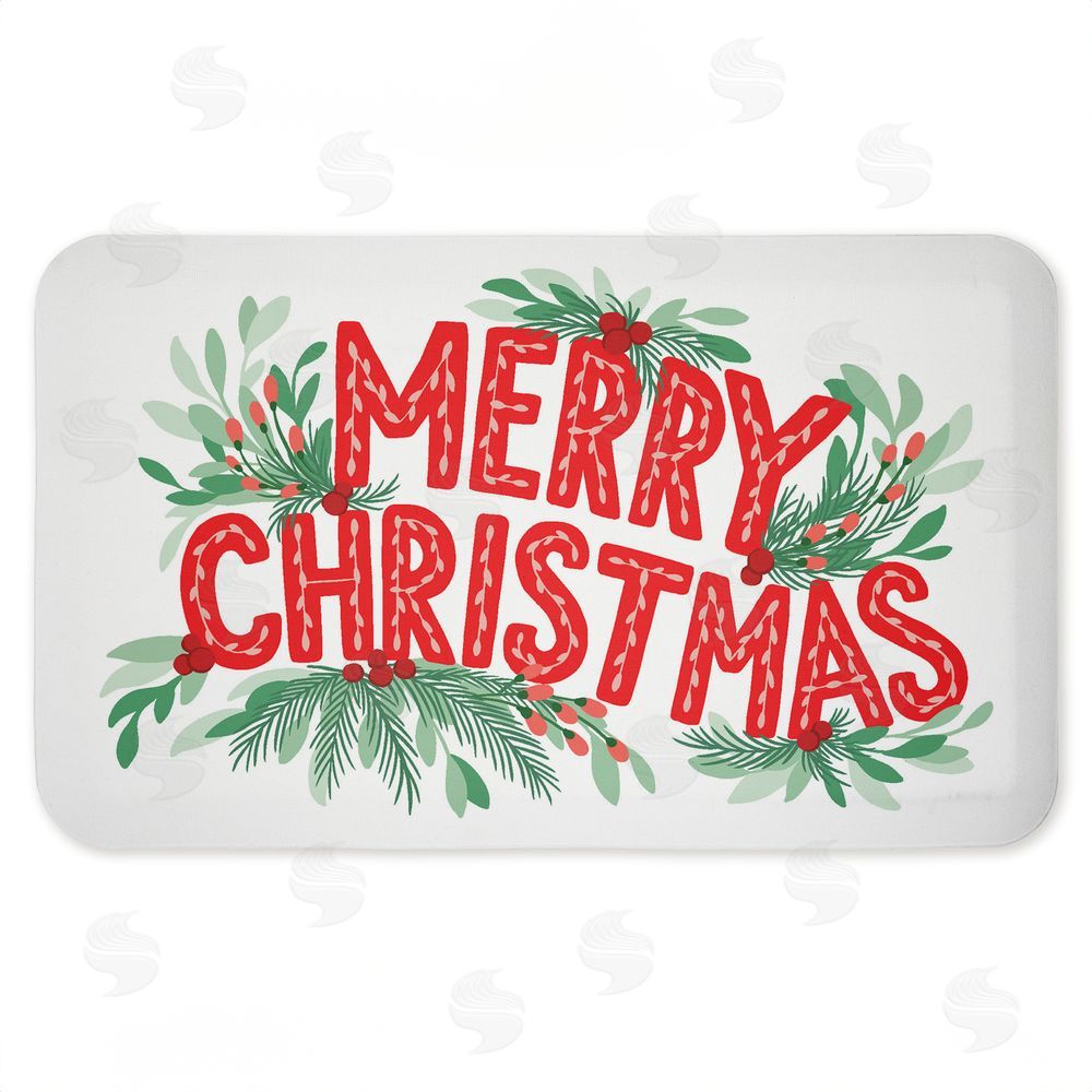 Heather McLaughlin | Merry Christmas with Seasonal Greenery Anti-Fatigue Mat