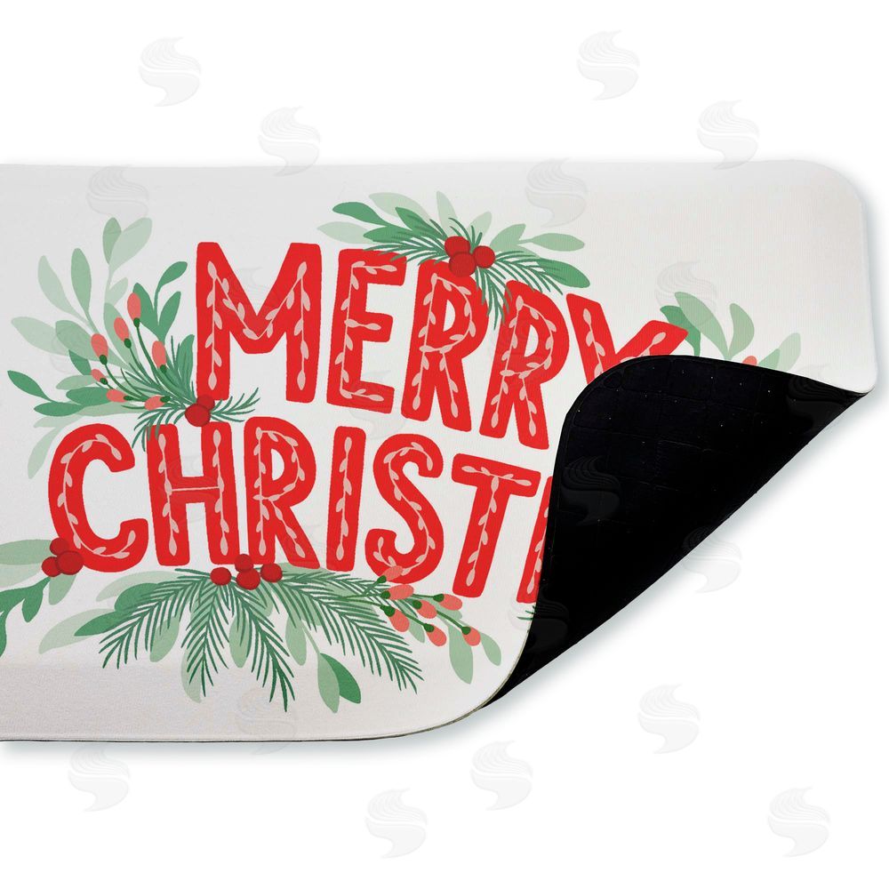 Heather McLaughlin | Merry Christmas with Seasonal Greenery Anti-Fatigue Mat