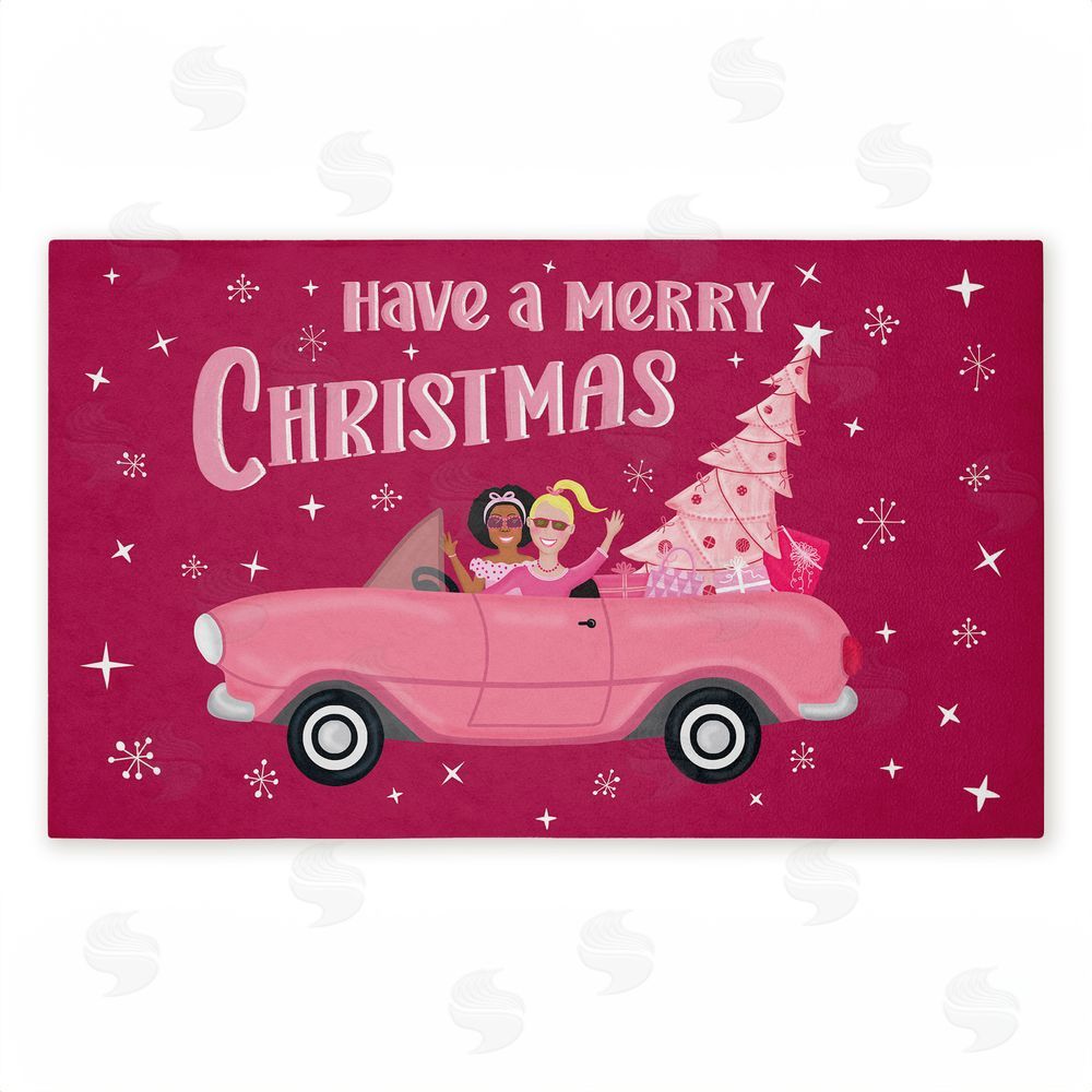 Darlene Seale | Midcentury Pink Christmas Non-Woven Door Mat