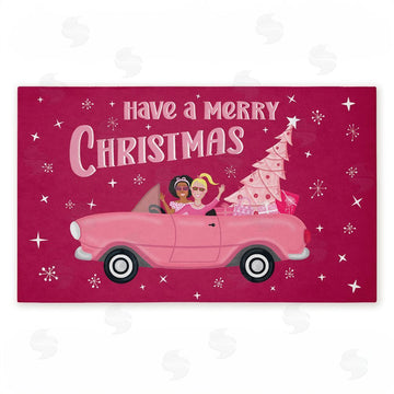 Darlene Seale | Midcentury Pink Christmas Non-Woven Door Mat