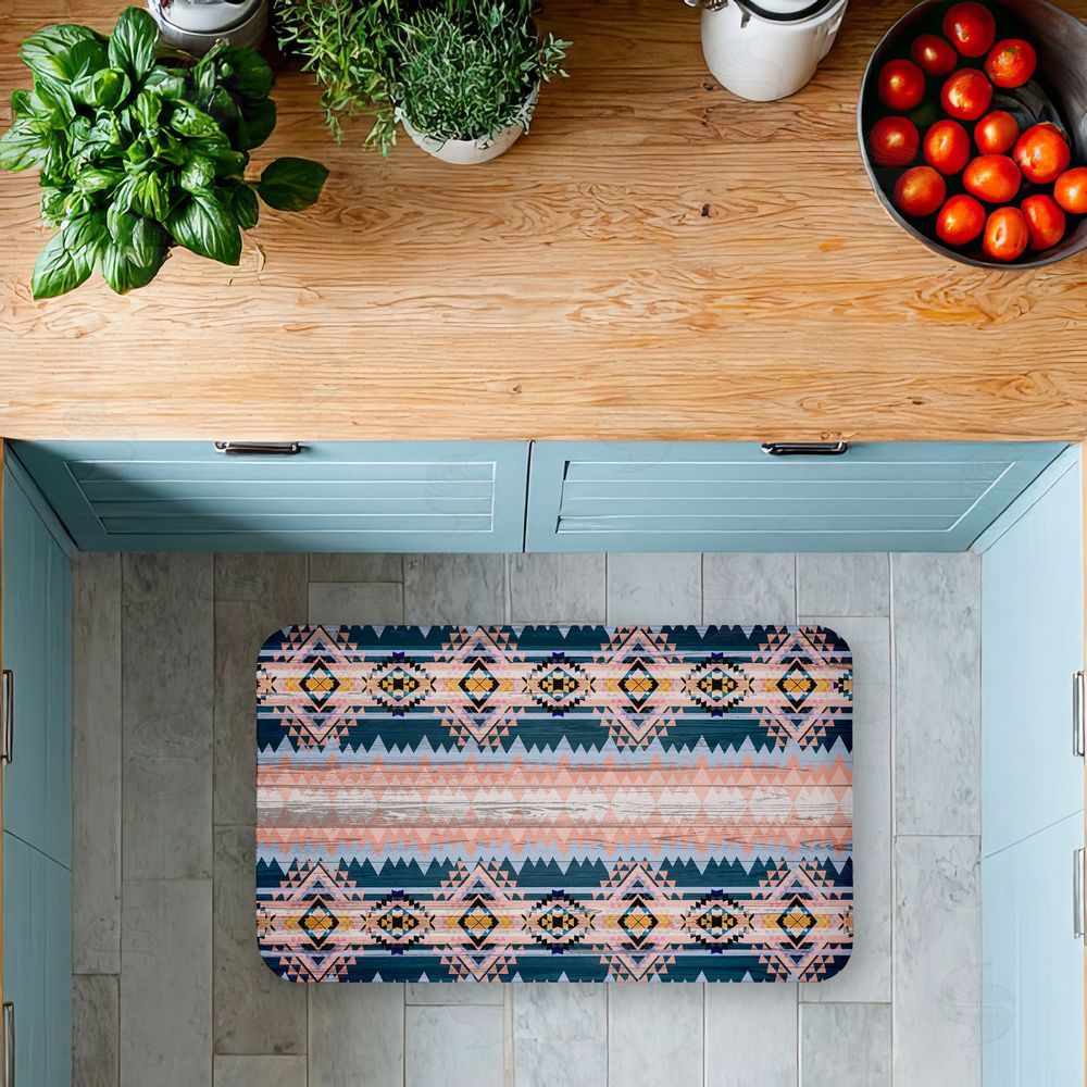 Jennifer Ellory | Geometric Boho Vibe Stripes Anti-Fatigue Mat