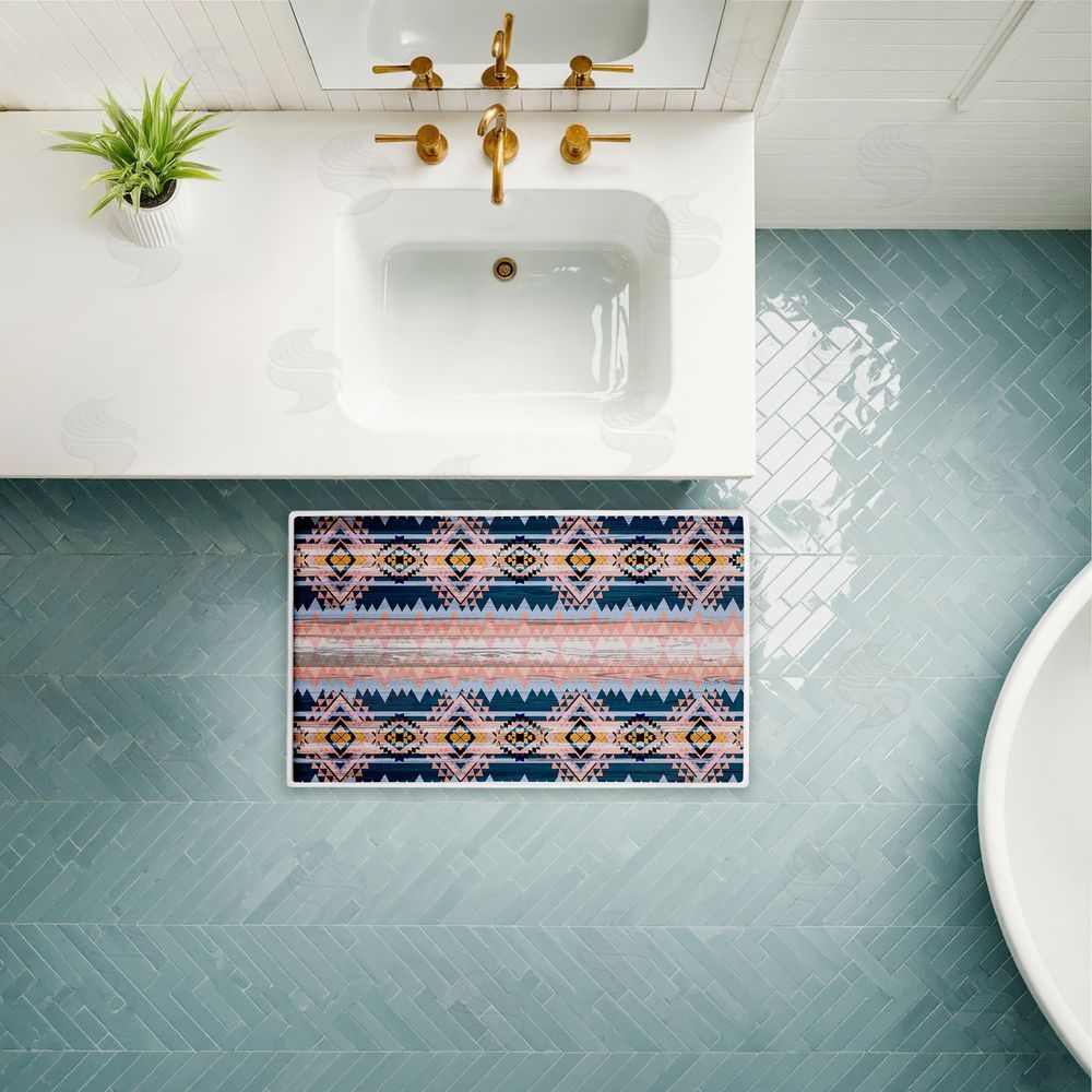 Jennifer Ellory | Geometric Boho Vibe Stripes Plush Bath Mat