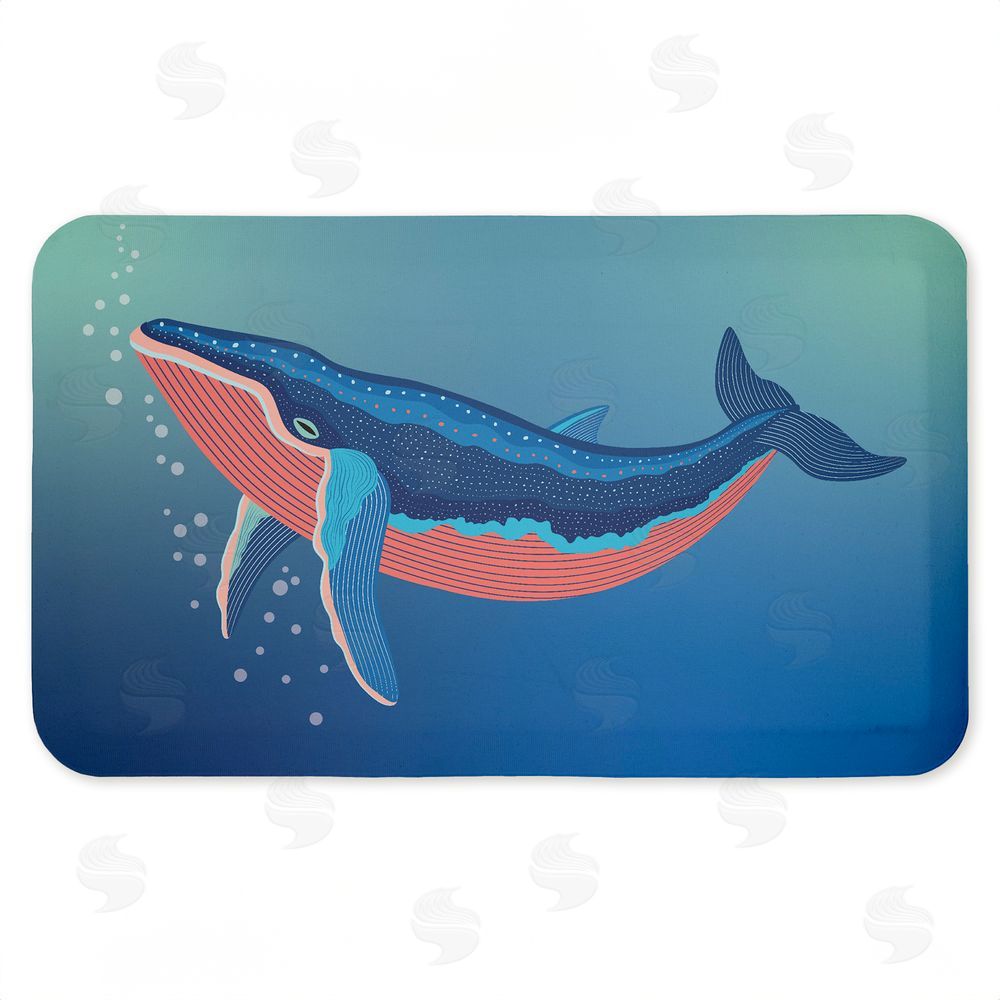 Darlene Seale | Coastal Whale with Bubbles Anti-Fatigue Mat
