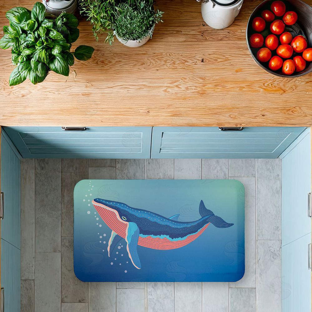 Darlene Seale | Coastal Whale with Bubbles Anti-Fatigue Mat