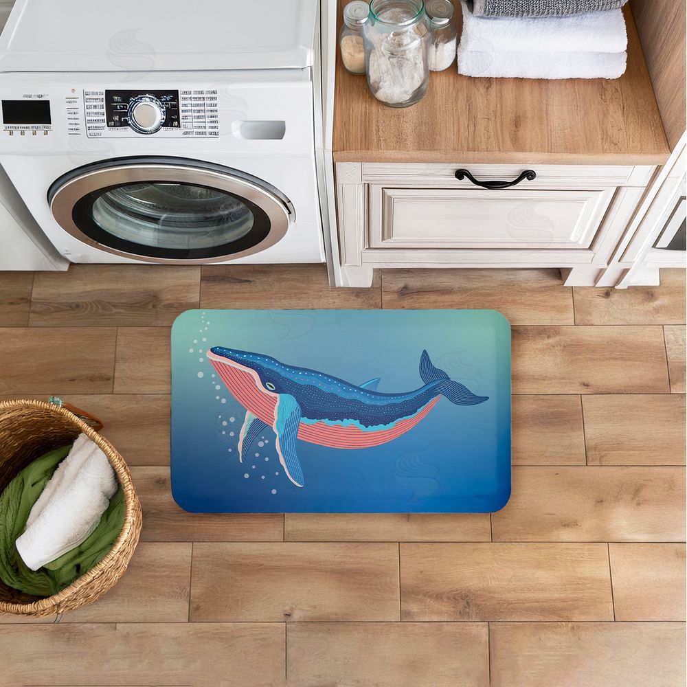 Darlene Seale | Coastal Whale with Bubbles Anti-Fatigue Mat