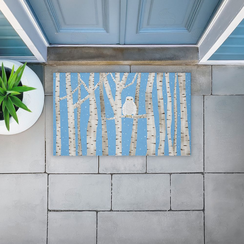 Darlene Seale | Winter Birches & Owl Non-Woven Door Mat
