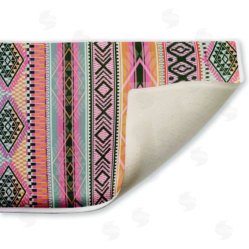 Jennifer Ellory | Boho Geometric Stripes Plush Bath Mat