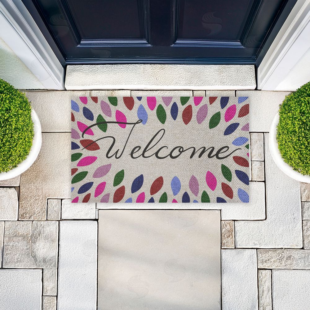 Caroline Alfreds | Jewel Tones Patterned Welcome Faux Sisal Door Mat