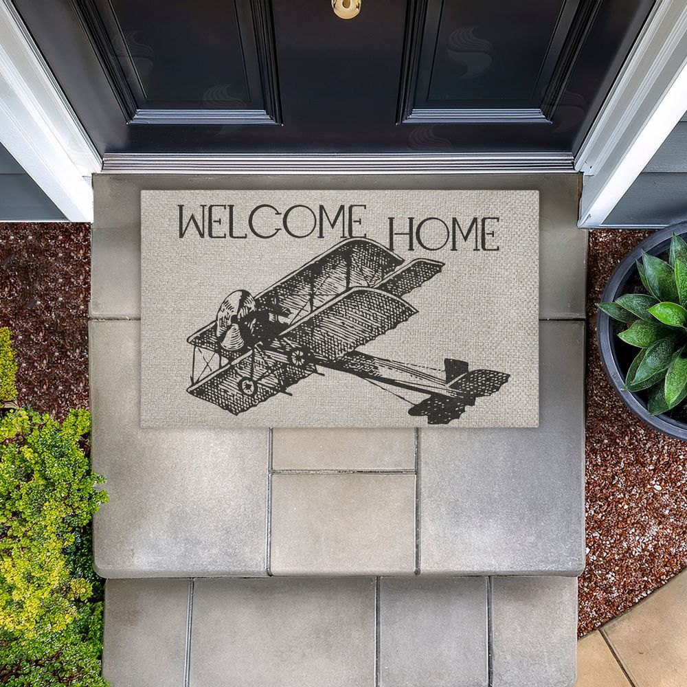 Andrea Jasid Grassi | Welcome Home Vintage Airplane Faux Sisal Door Mat