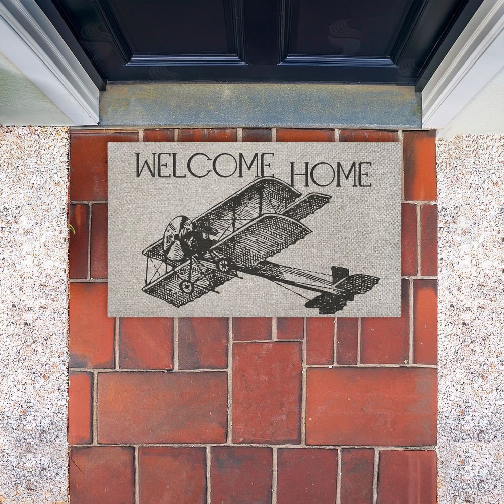 Andrea Jasid Grassi | Welcome Home Vintage Airplane Faux Sisal Door Mat