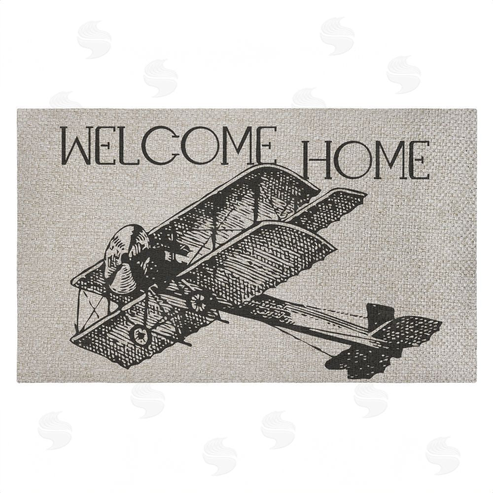 Andrea Jasid Grassi | Welcome Home Vintage Airplane Faux Sisal Door Mat