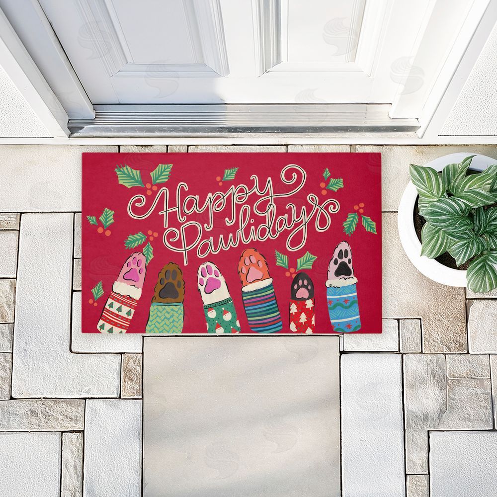 Deborah Curiel | Happy Pawlidays Animal Paws Non-Woven Door Mat