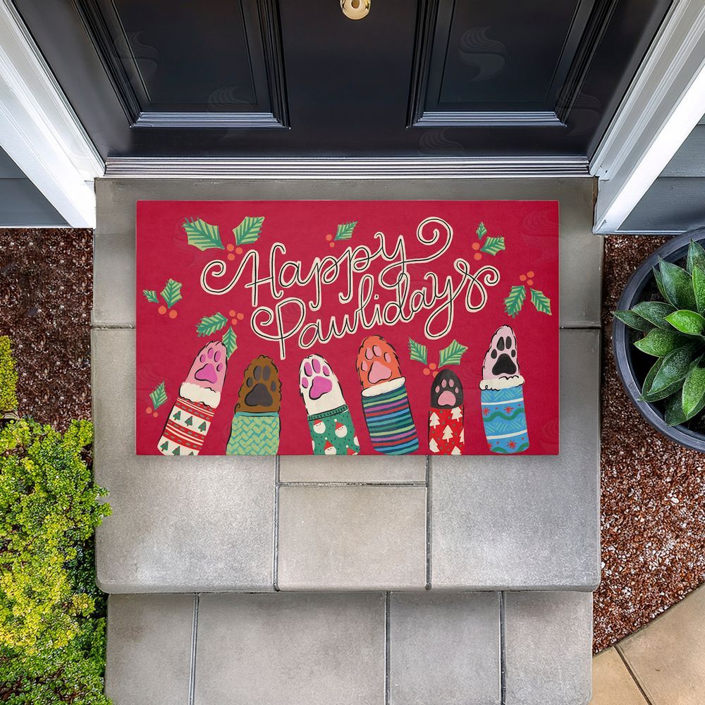 Deborah Curiel | Happy Pawlidays Animal Paws Non-Woven Door Mat