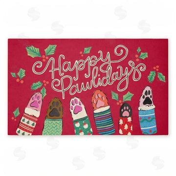 Deborah Curiel | Happy Pawlidays Animal Paws Non-Woven Door Mat