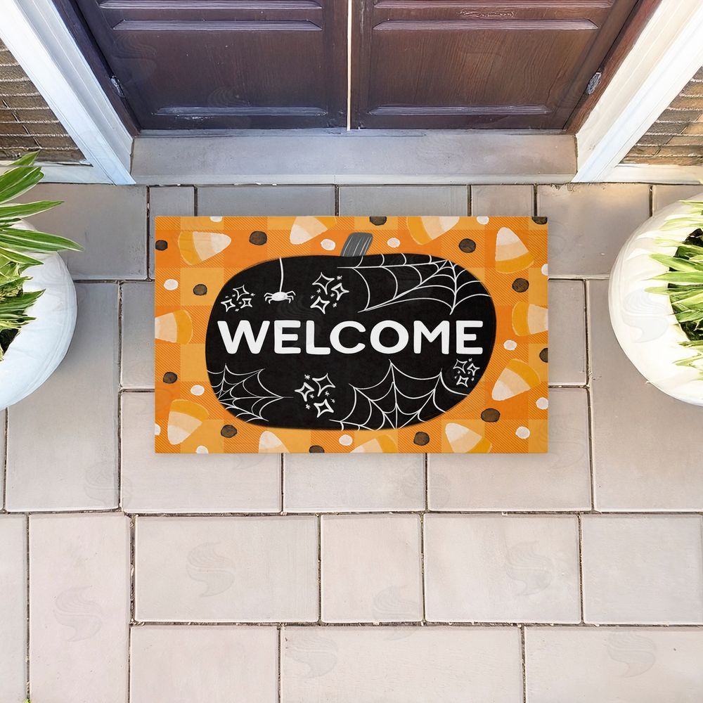 Emily Cromwell | Welcome Pumpkin Candy Corn Non-Woven Door Mat