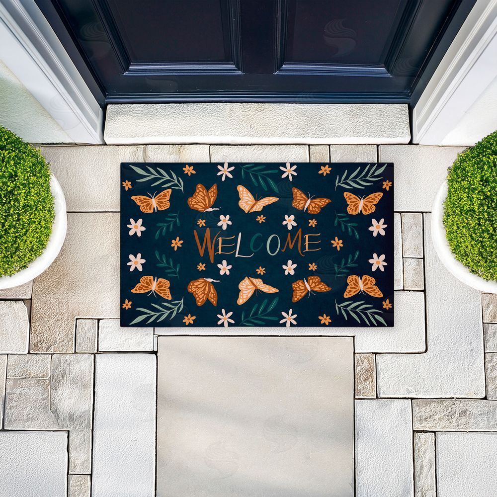 Amanda Houston | Welcome Butterflies & Botanicals Non-Woven Door Mat