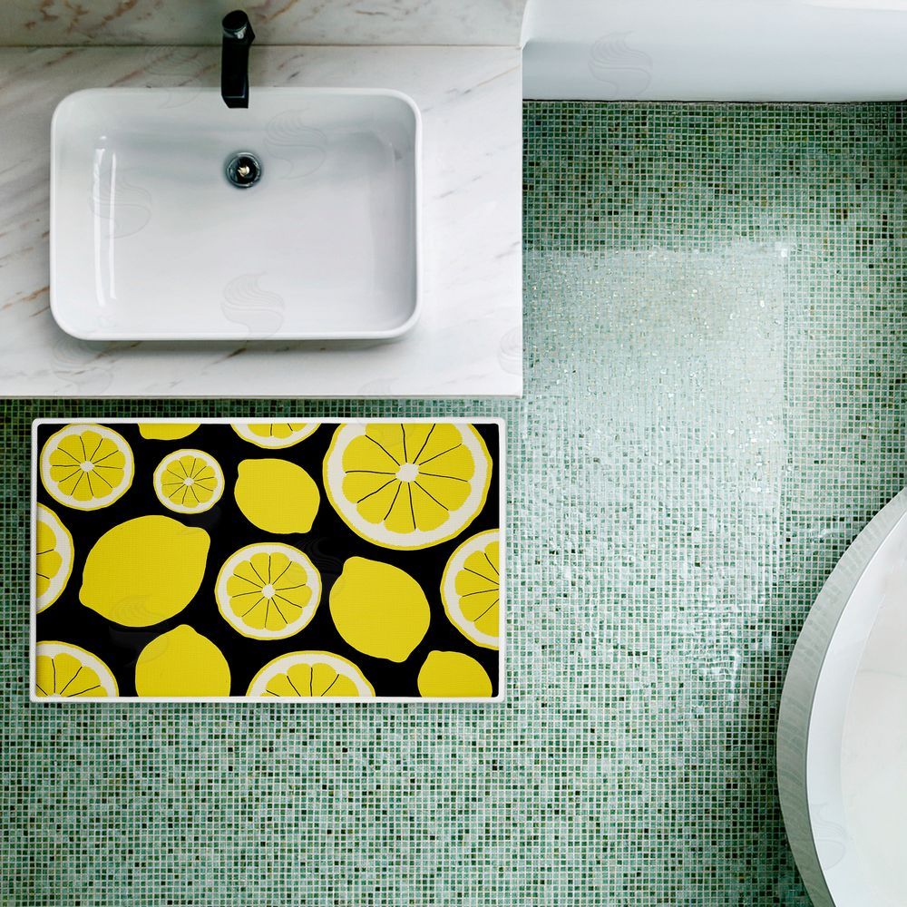 Anna Quach | Lemon Squeezy Pattern Plush Bath Mat
