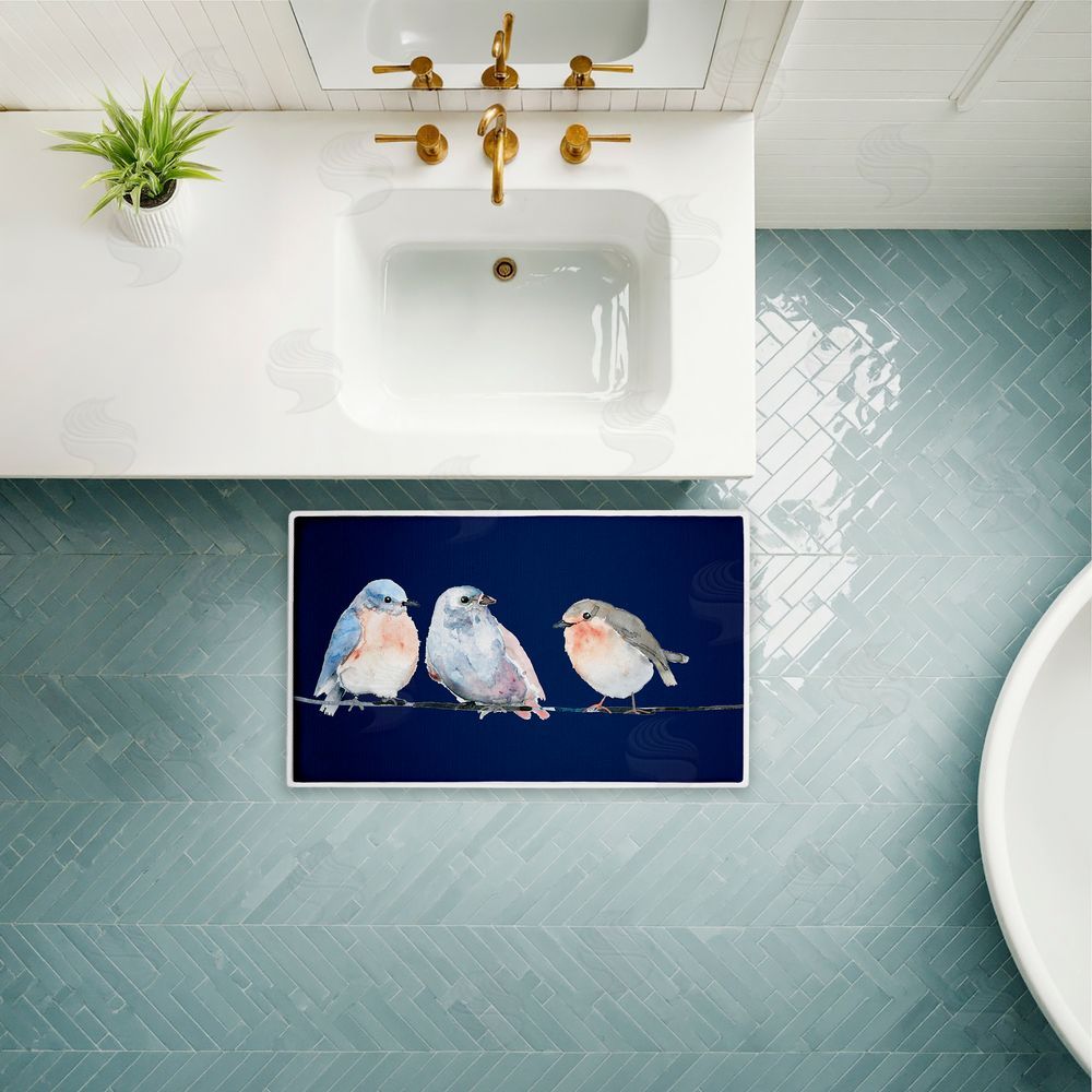 Lorenzo Collective | Perched Trio of Song Birds Plush Bath Mat
