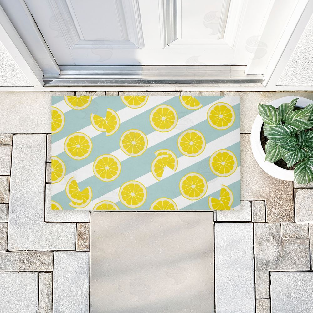 Anna Quach | Kitchen Lemony Stripes Non-Woven Door Mat