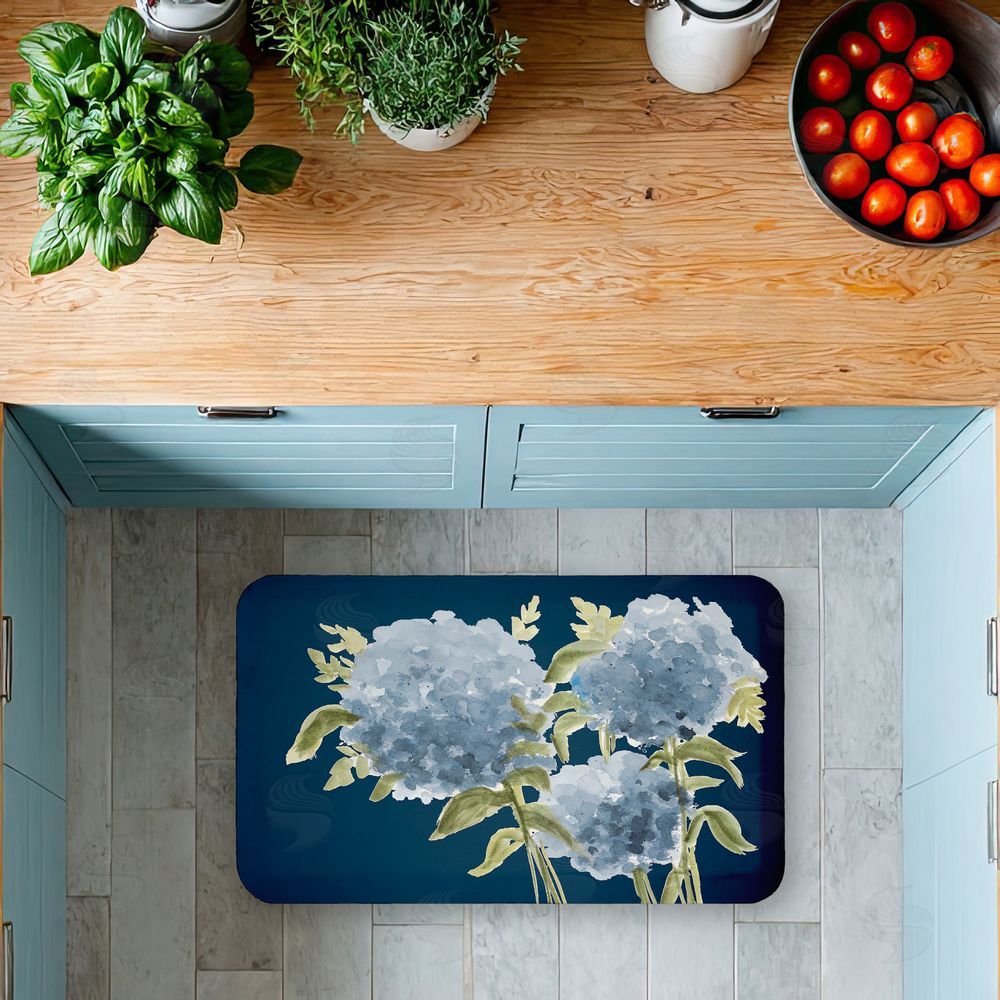 Janice Gaynor | Blue Hydrangeas Contrast Anti-Fatigue Mat