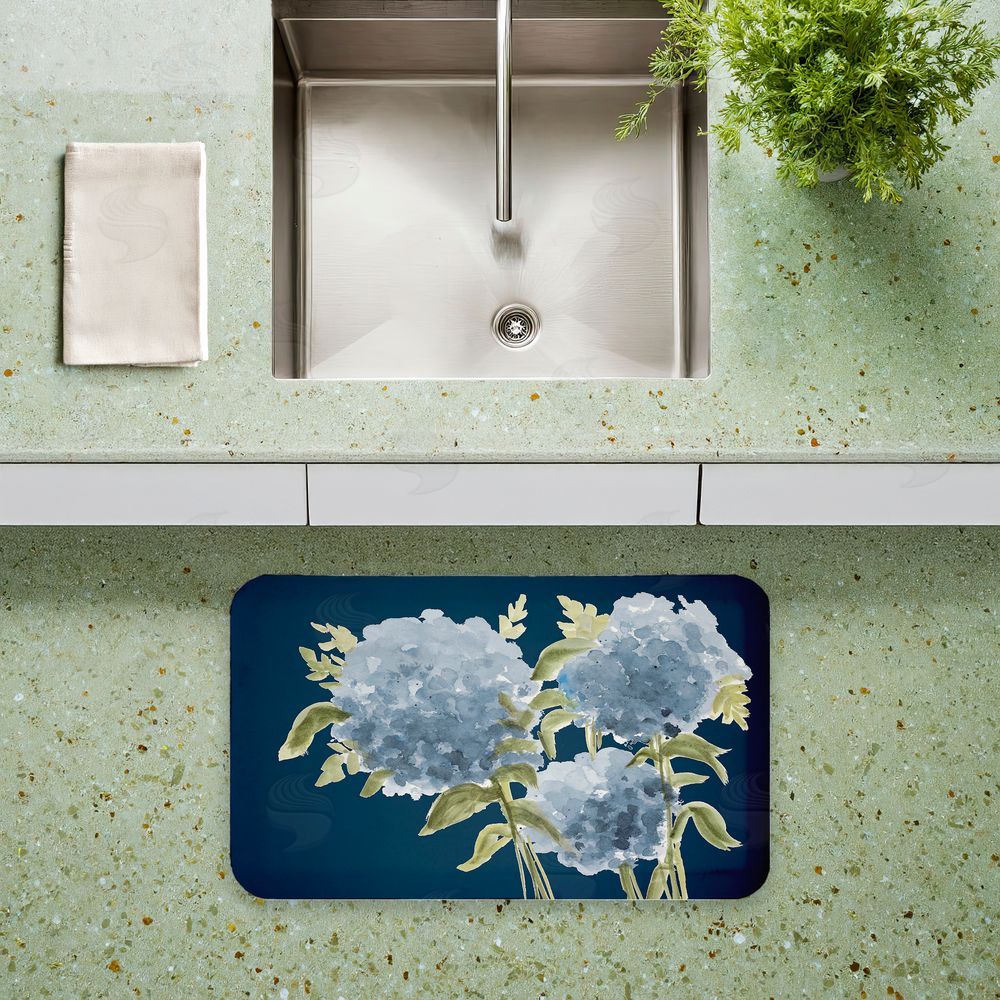 Janice Gaynor | Blue Hydrangeas Contrast Anti-Fatigue Mat