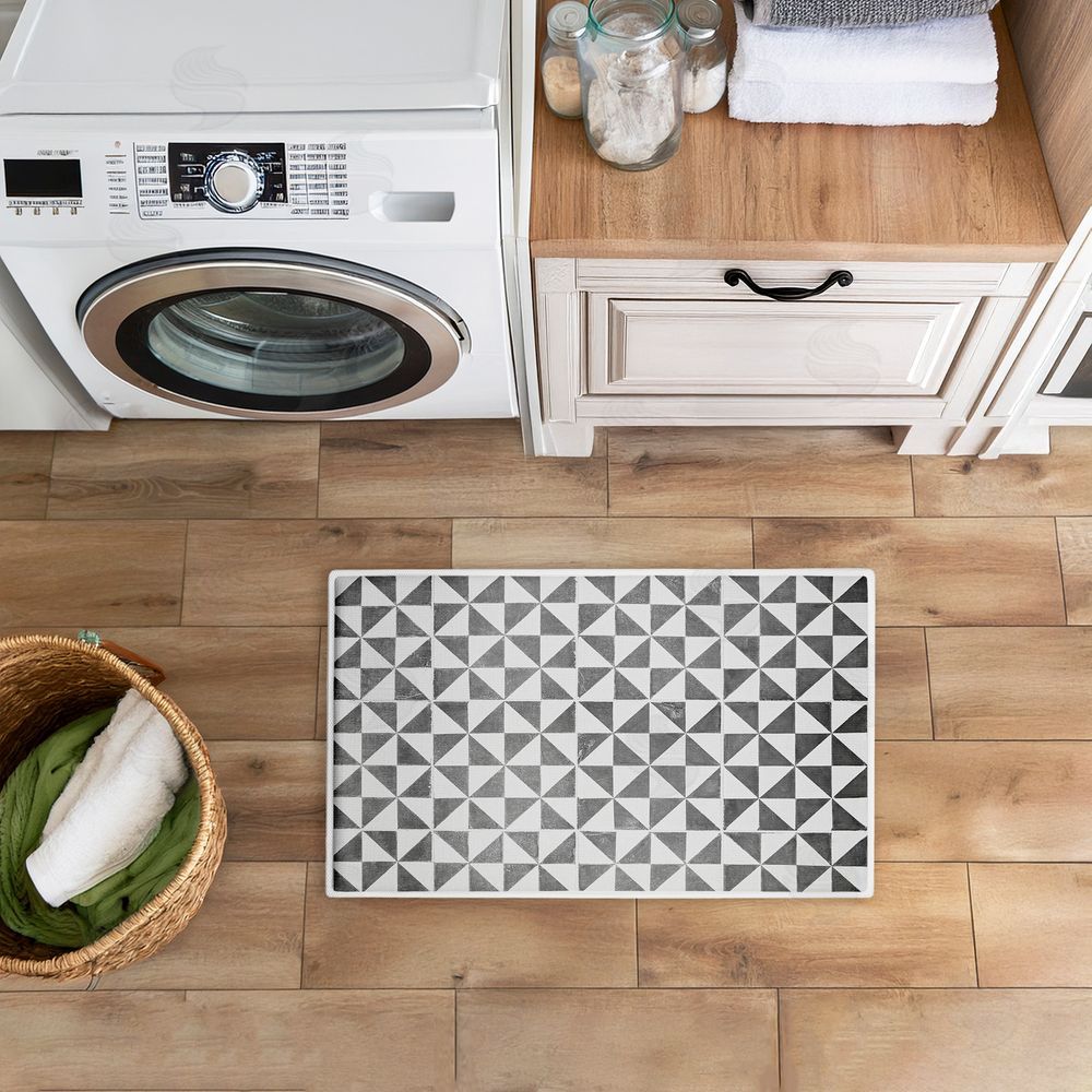 Erin Marie | Mediterranean Squares Geometric Plush Bath Mat