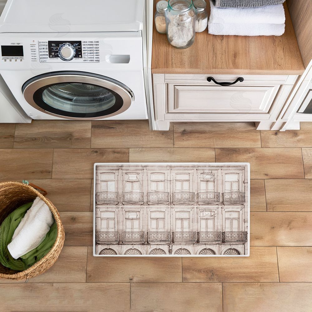 Erin Marie | Pretty Beige Windows Architecture Plush Bath Mat