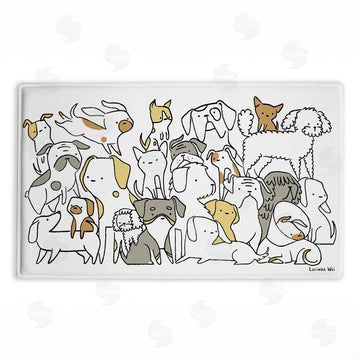 Lucinda Wei | Eclectic Dog Breeds Plush Bath Mat