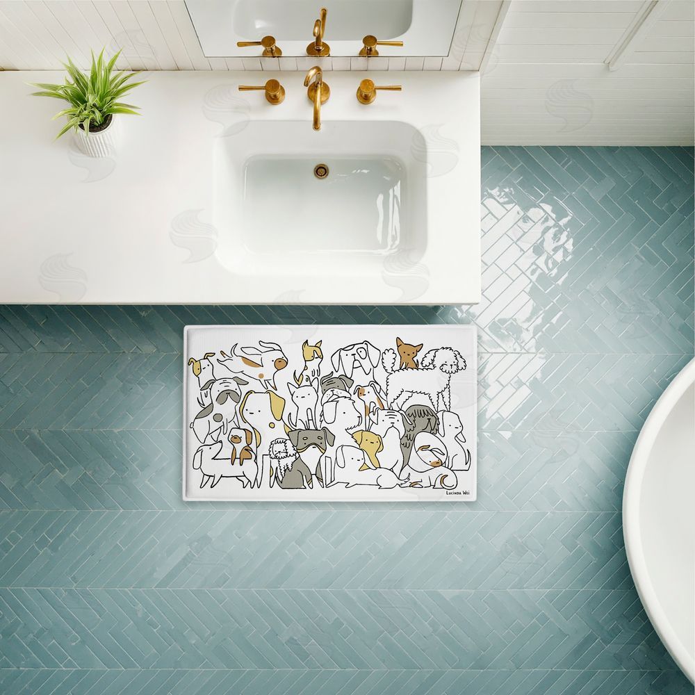 Lucinda Wei | Eclectic Dog Breeds Plush Bath Mat