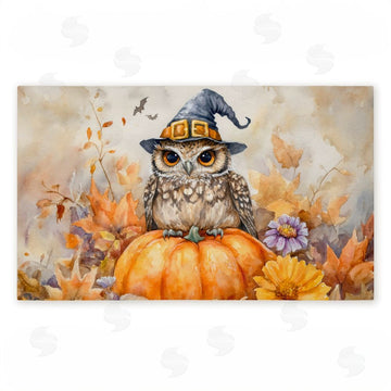 LSR Design Studio | Owl Perched on Pumpkin Non-Woven Door Mat