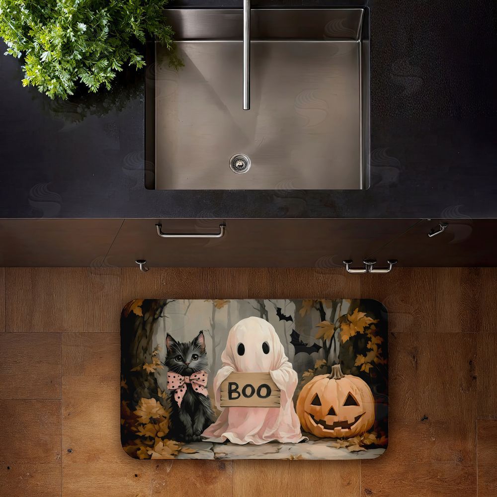 Arlington Prints | Cute Halloween Ghost & Kitten Anti-Fatigue Mat