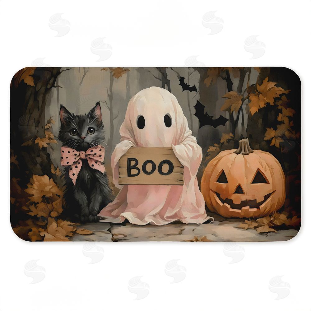 Arlington Prints | Cute Halloween Ghost & Kitten Anti-Fatigue Mat
