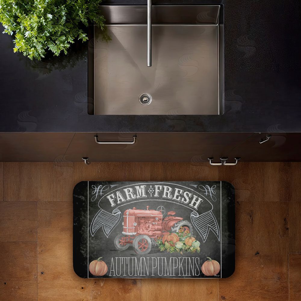 Paul Brent | Autumn Tractor Chalkboard Pumpkins Anti-Fatigue Mat