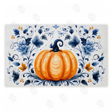 Creative Studio | Pumpkin with Symmetrical Florals Non-Woven Door Mat